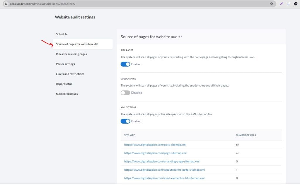 A screenshot of the google analytics settings page.