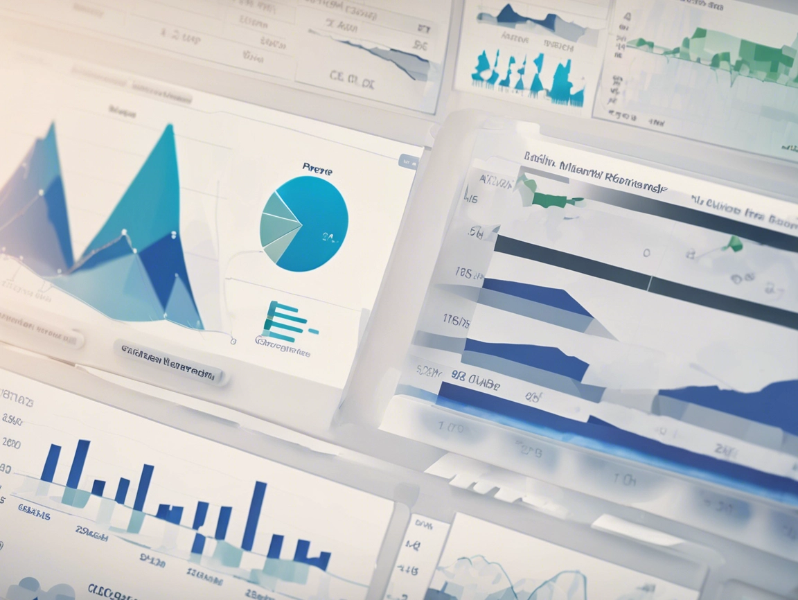 Various digital graphs and charts displaying data trends and comparisons on a computer screen.